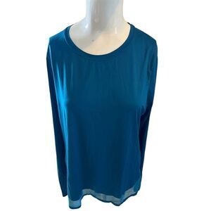 Athleta Top For Women Long Sleeves Crew Neck Sz S Sheer Accent Bottom